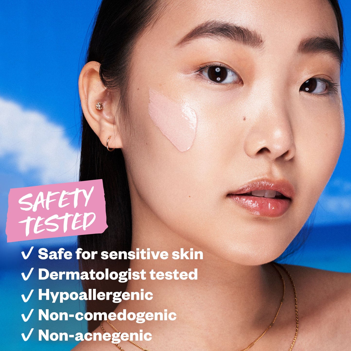 Kosas DreamBeam SPF Safety Tested Safe for sensitive skin Dermatologically tested Hypoallergenic Non-comedogenic Non-acnegenic